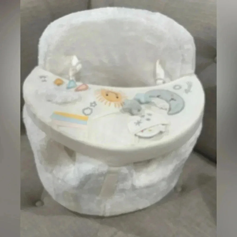 Pottery Barn Kids Plush White Baby Floor Seat with Tray